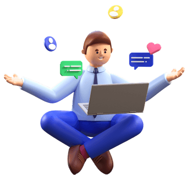 A man attending an online meeting